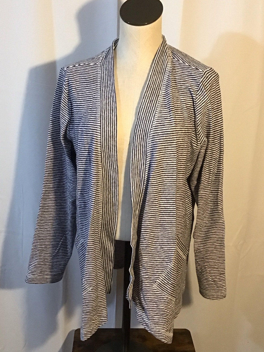 Habitat Navy and White Striped Open Cardigan and Pant Set